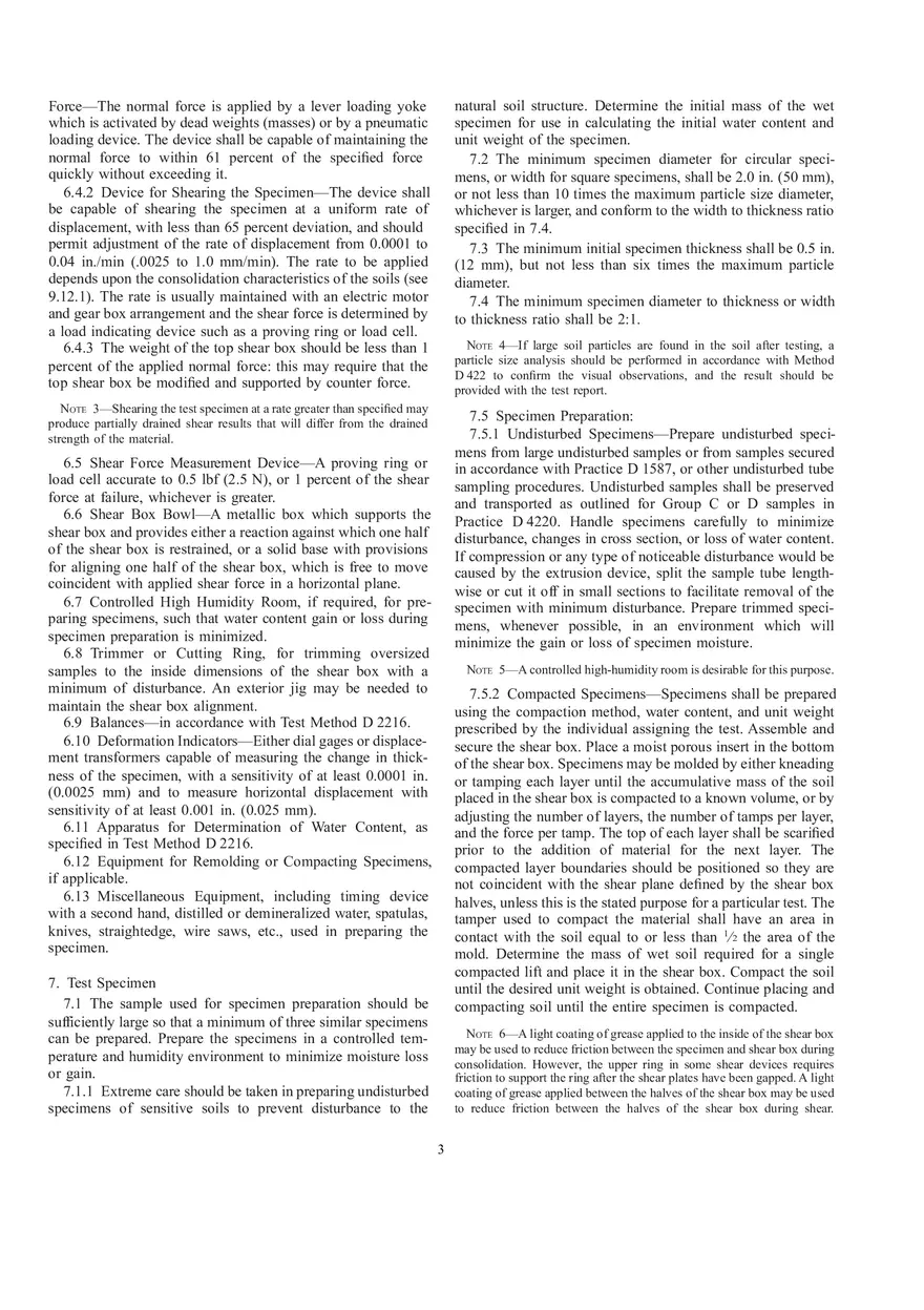 Standard Test Method for Direct Shear Test of Soils Under Consolidated Drained Conditions - Page 3