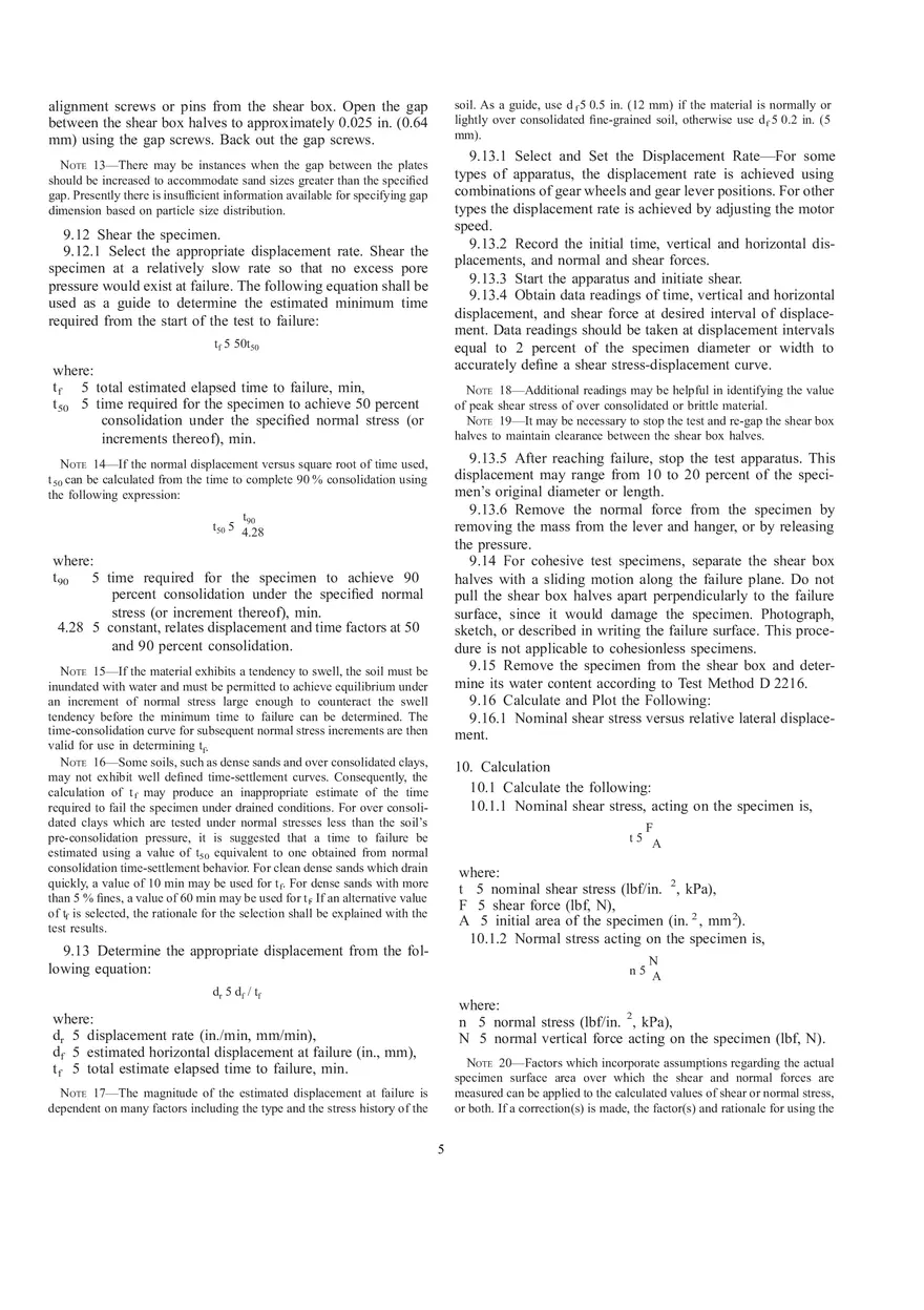 Standard Test Method for Direct Shear Test of Soils Under Consolidated Drained Conditions - Page 5
