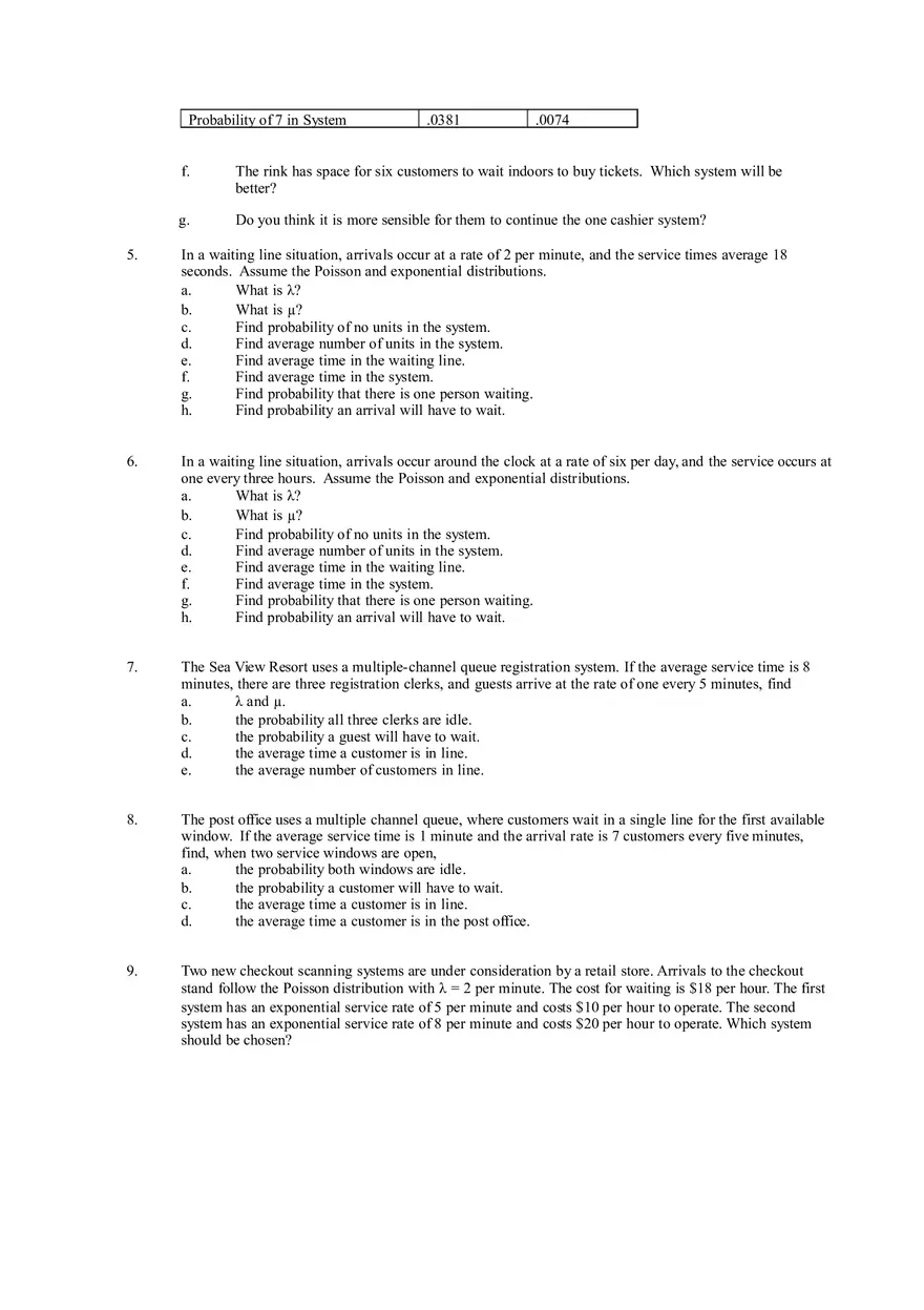 Waiting Line Models - Page 8