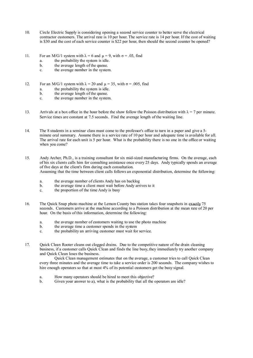 Waiting Line Models - Page 9
