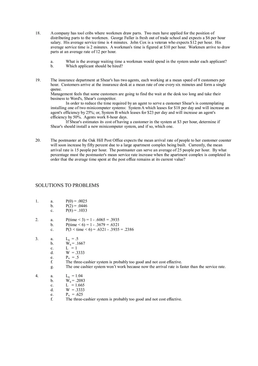 Waiting Line Models - Page 10