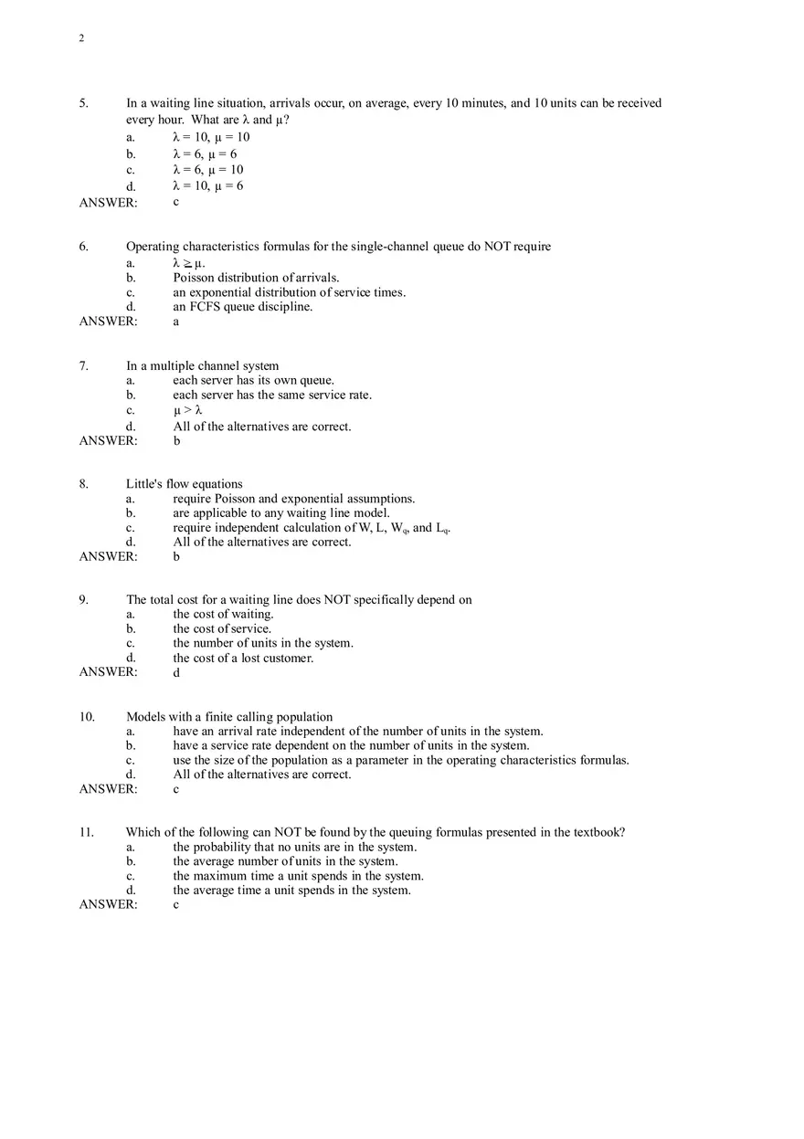 Waiting Line Models - Page 2