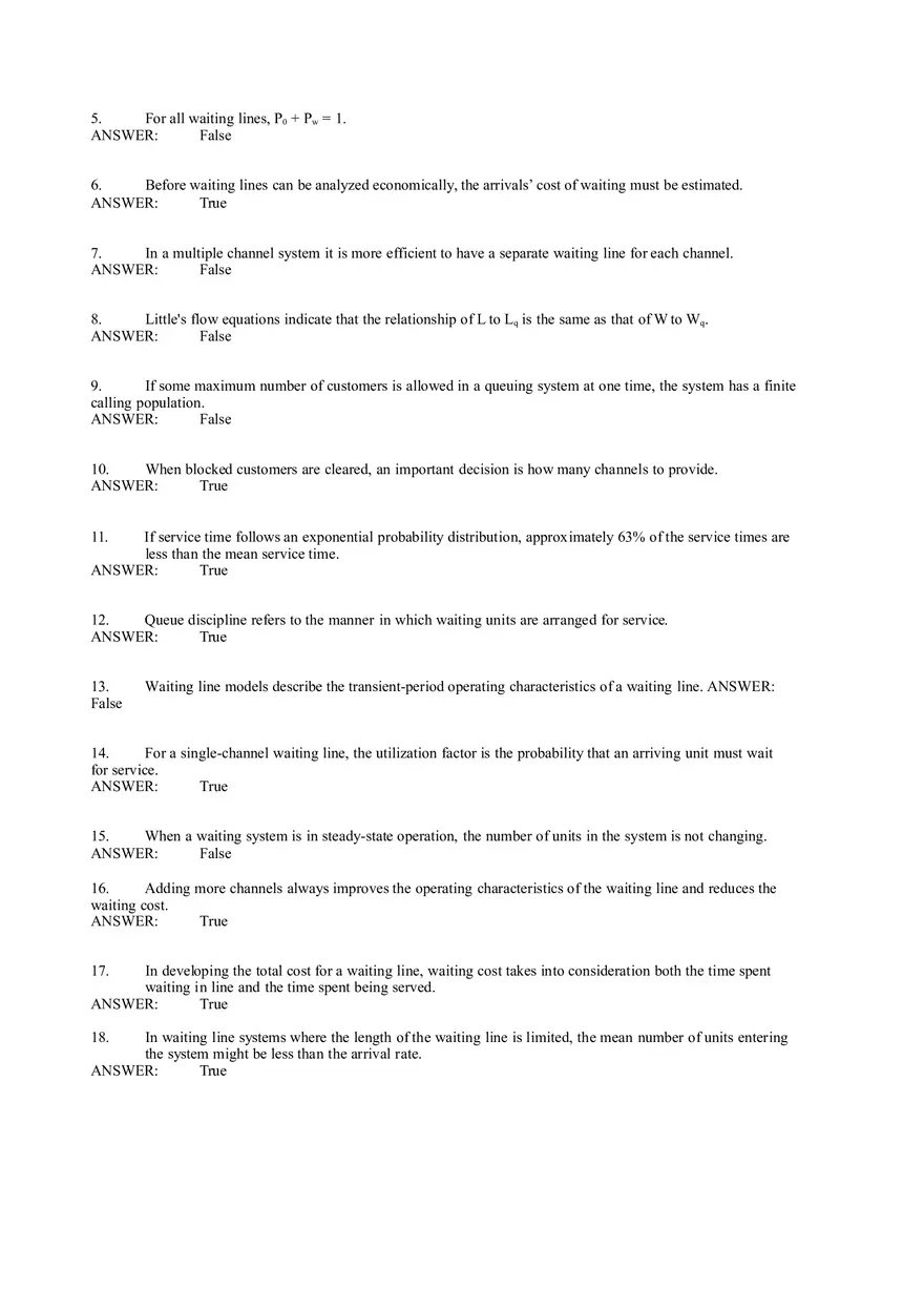 Waiting Line Models - Page 5