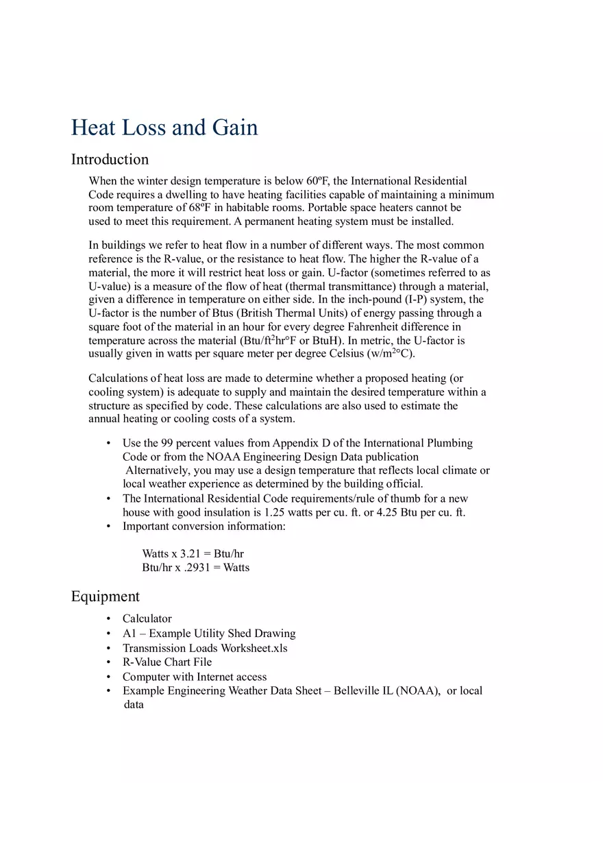 Heat Loss and Gain - Page 1