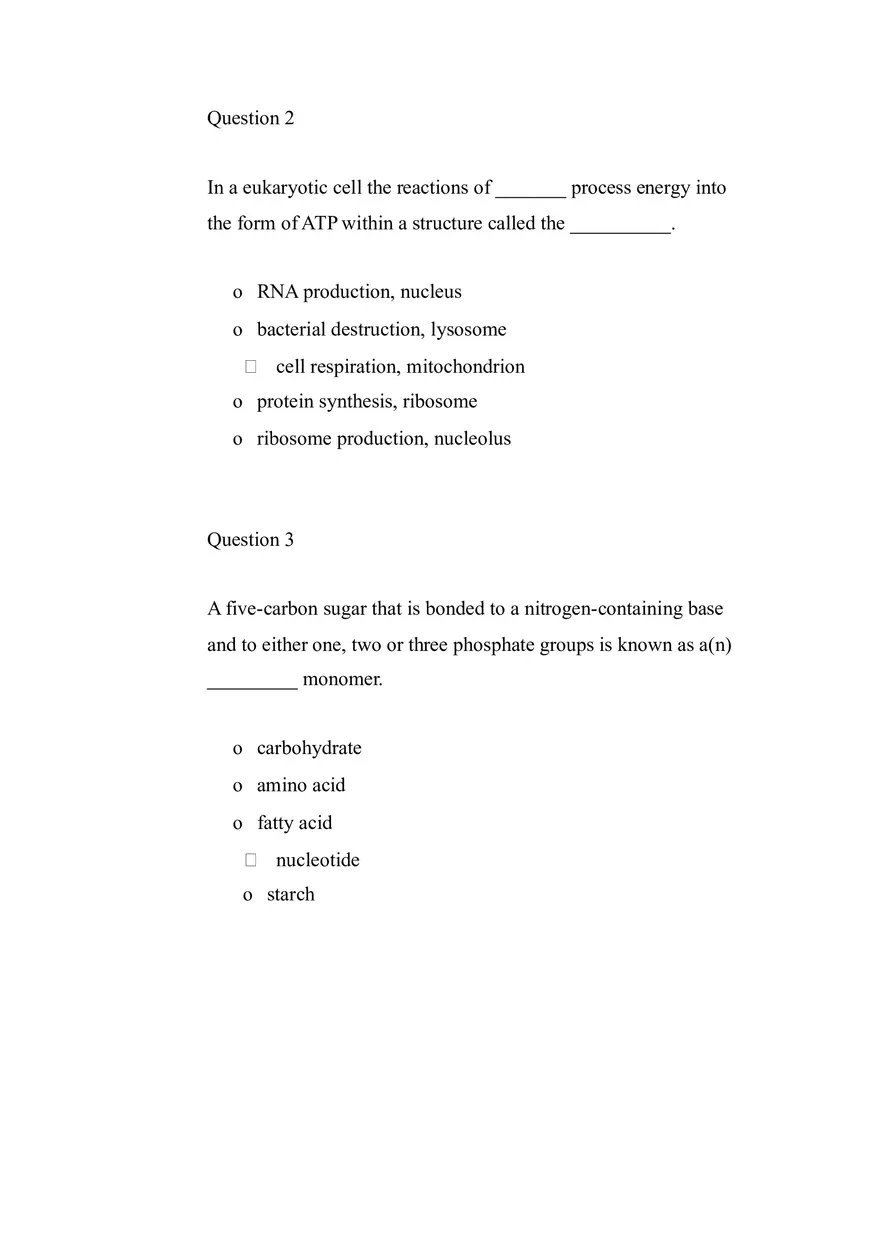 Quiz Molecules and Cells - Page 2