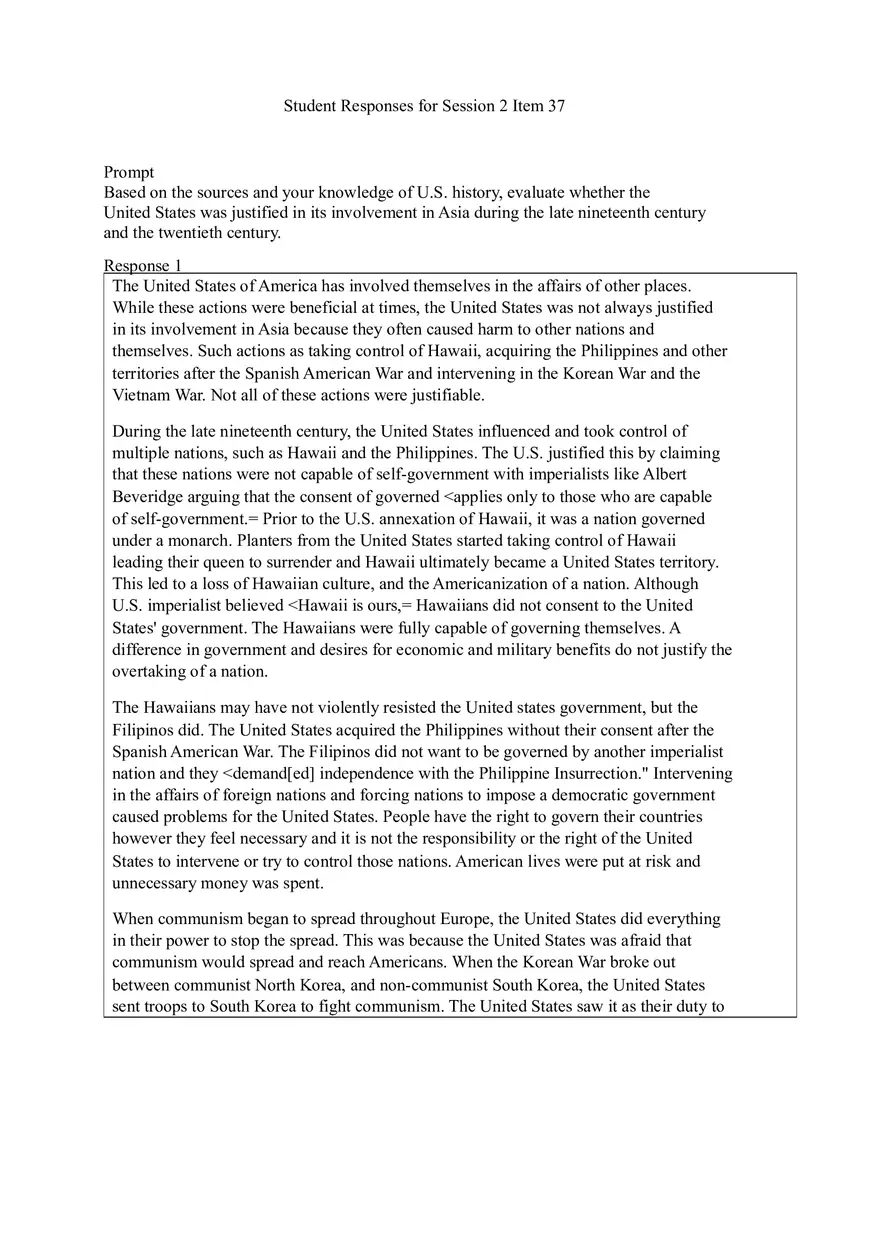 U.S. History Practice Test Part 3 - Page 1