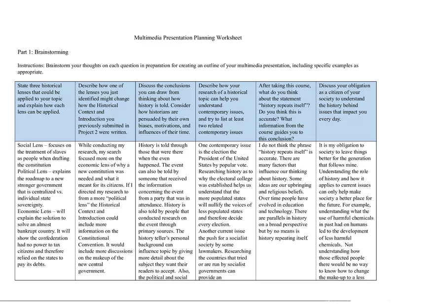 Multimedia Presentation Planning - Page 1