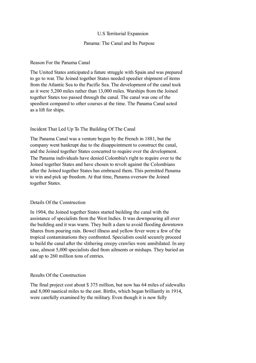 Panama - The Canal and Its Purpose - Page 1