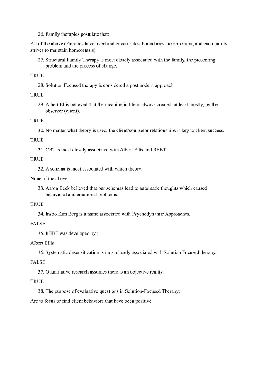 Family Therapy and Psychological Theories Quiz - Page 3