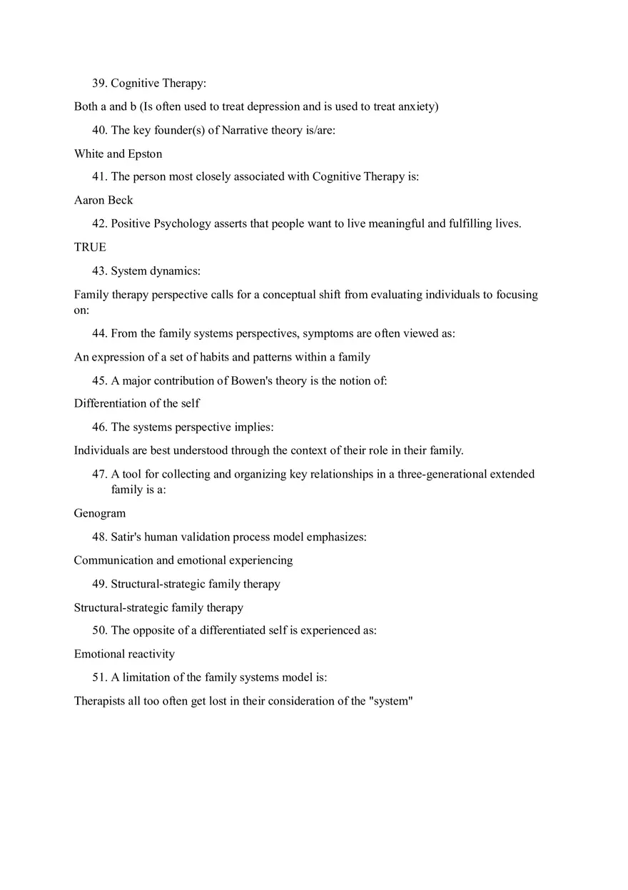 Family Therapy and Psychological Theories Quiz - Page 4