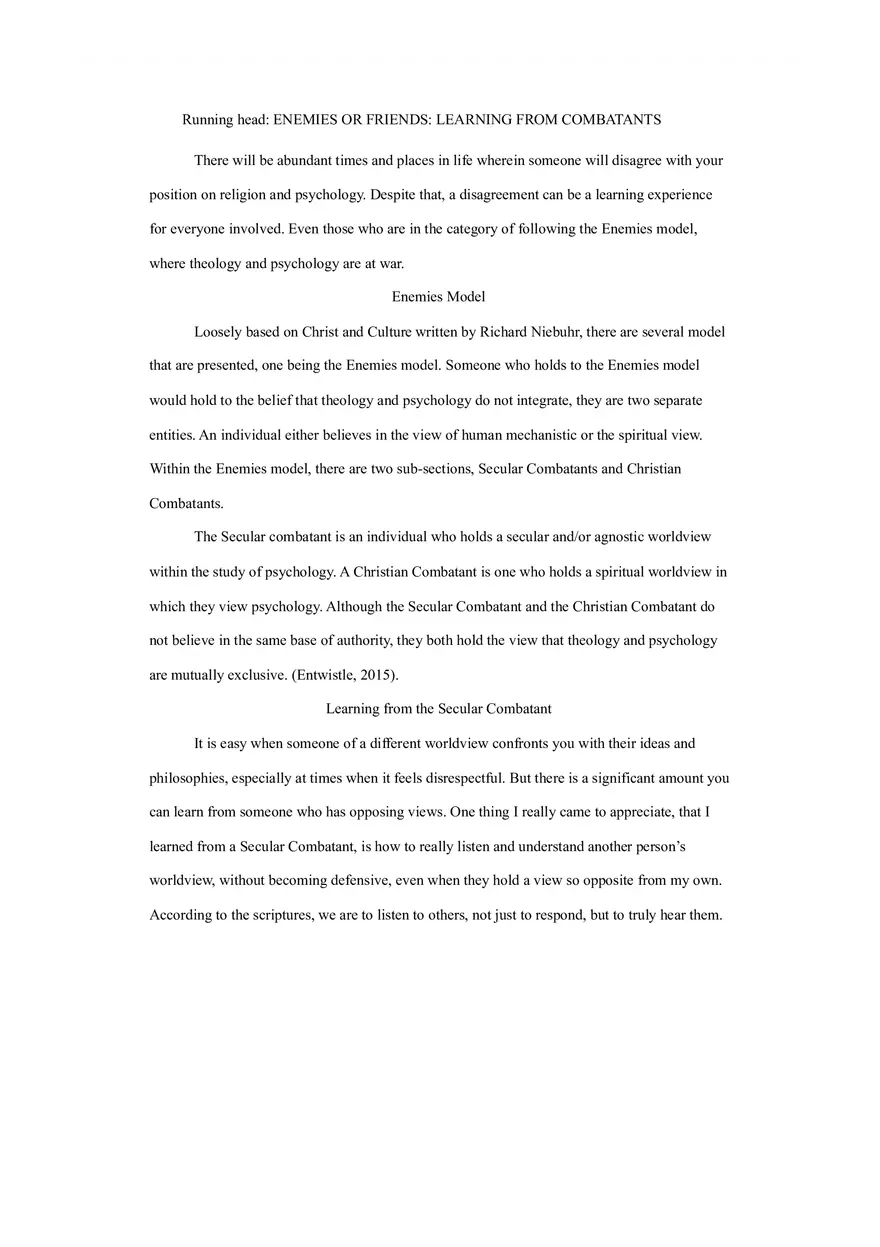 Integrating Theology and Psychology through Respectful Dialogue - Page 1