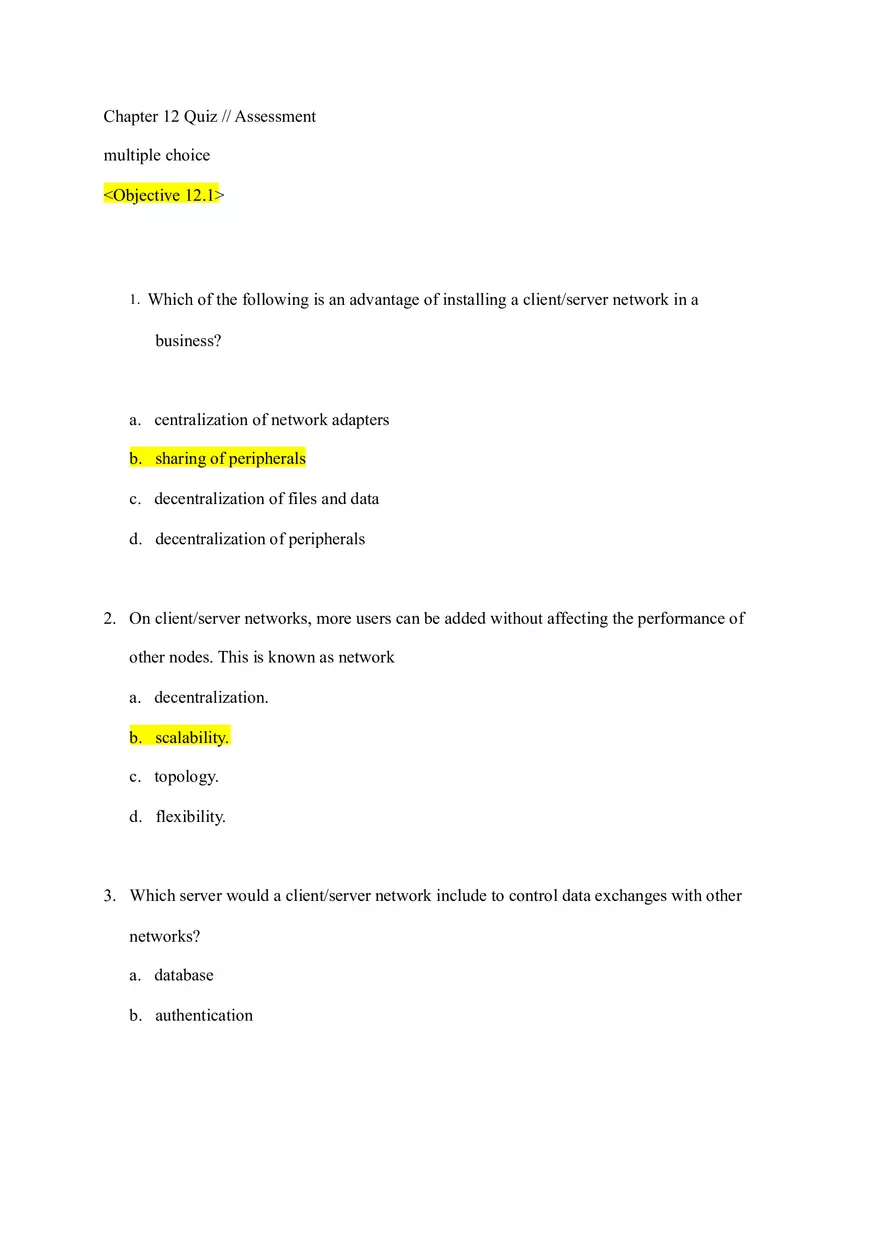 Business Adminstration Quiz Objective 12 - Page 1
