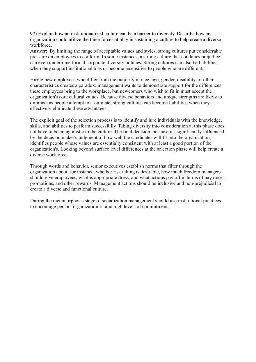 Organizational Behavior (Organizational Culture) Answer Key Part 5 - Page 8