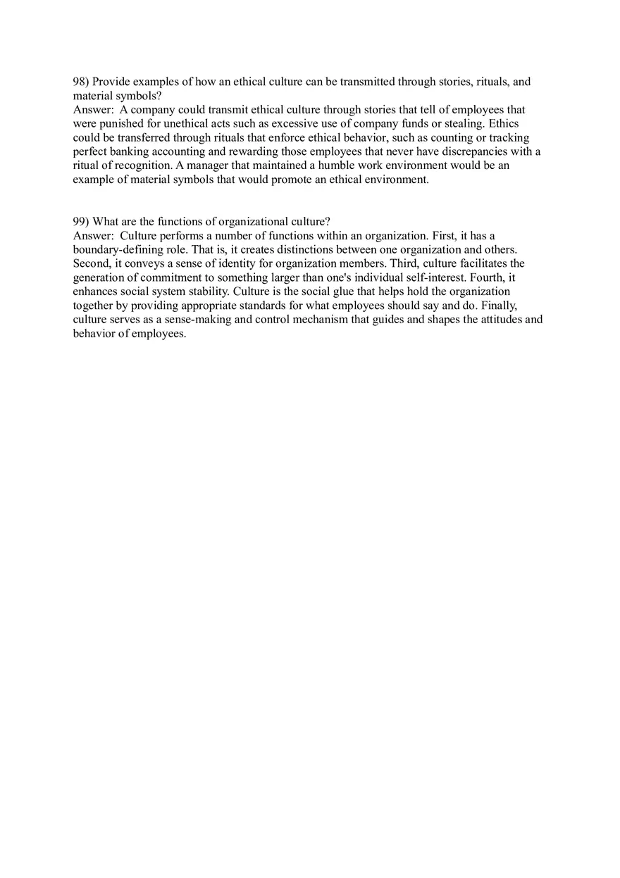 Organizational Behavior (Organizational Culture) Answer Key Part 5 - Page 9