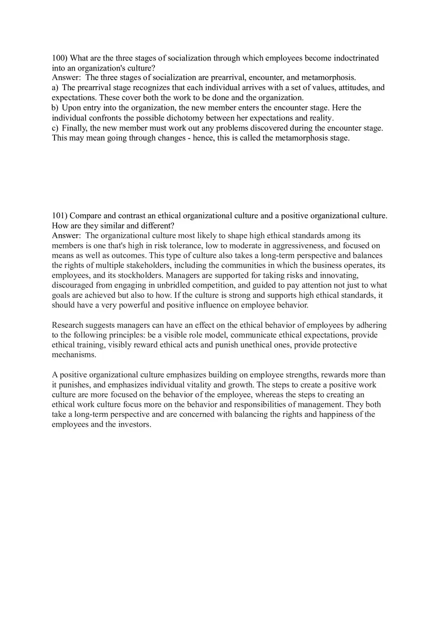 Organizational Behavior (Organizational Culture) Answer Key Part 5 - Page 10