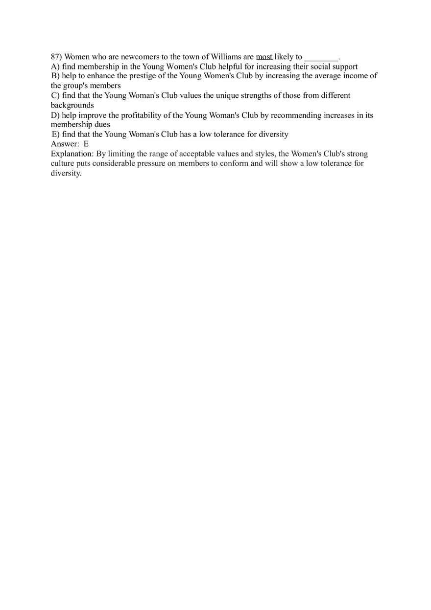 Organizational Behavior (Organizational Culture) Answer Key Part 5 - Page 1
