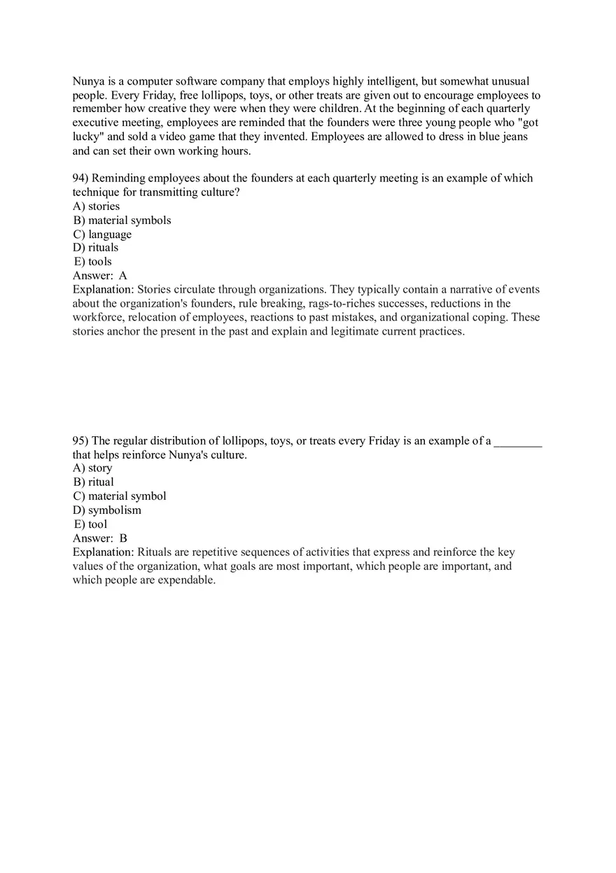 Organizational Behavior (Organizational Culture) Answer Key Part 5 - Page 6