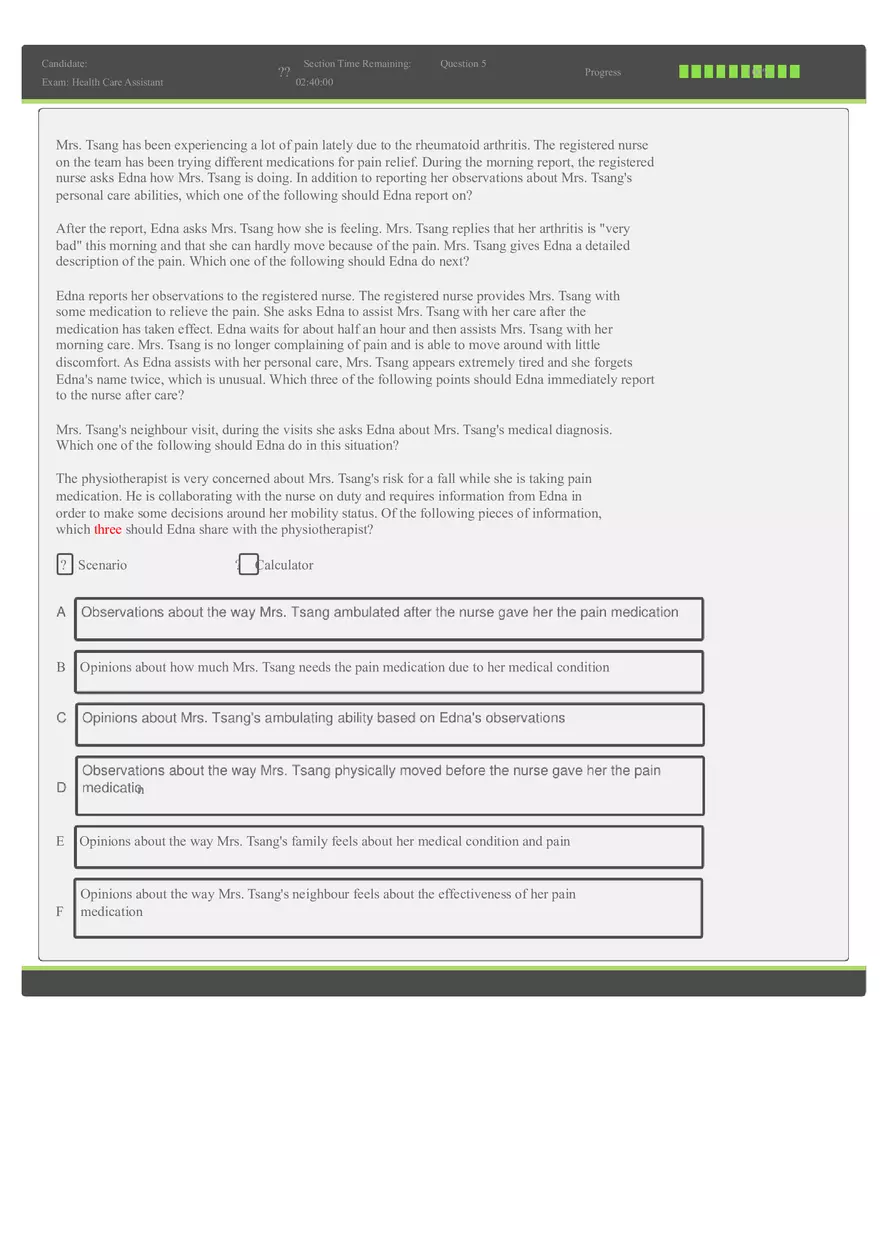 Working as a Health Care Aide Sample Questions (This is for Practice) - Page 7