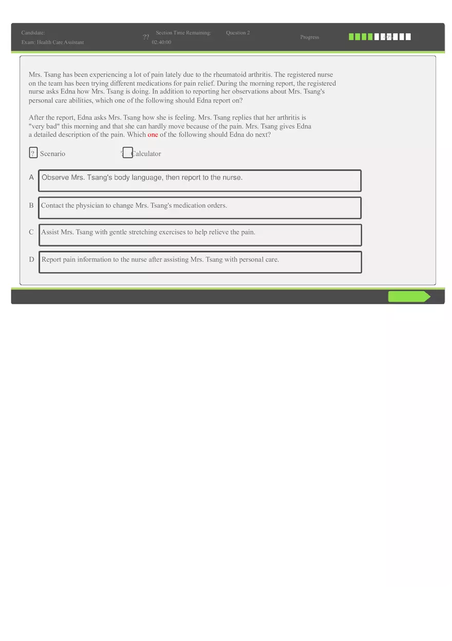 Working as a Health Care Aide Sample Questions (This is for Practice) - Page 4