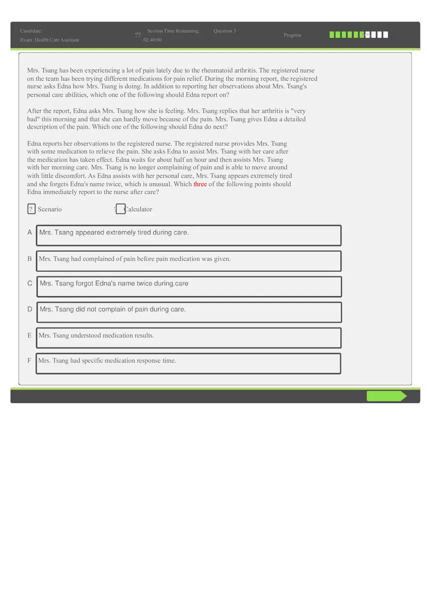 Working as a Health Care Aide Sample Questions (This is for Practice) - Page 5
