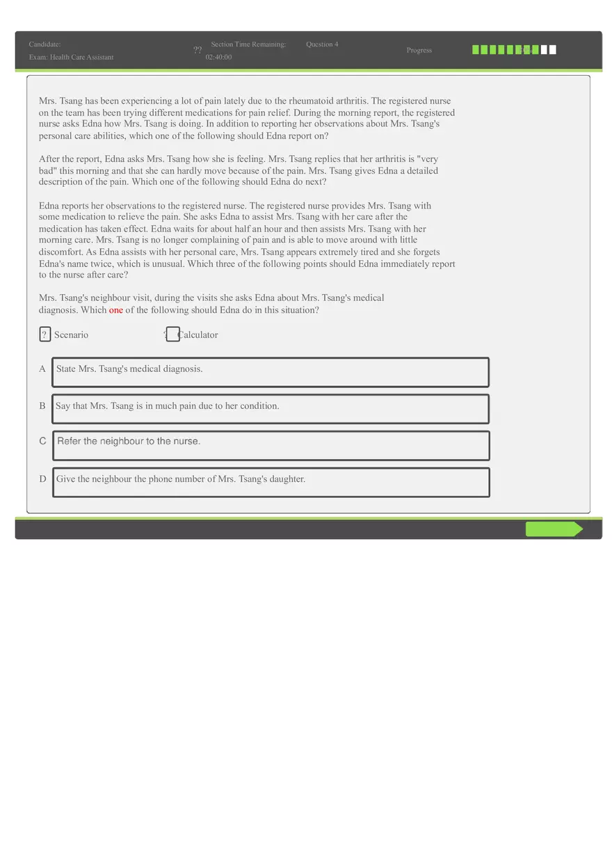 Working as a Health Care Aide Sample Questions (This is for Practice) - Page 6