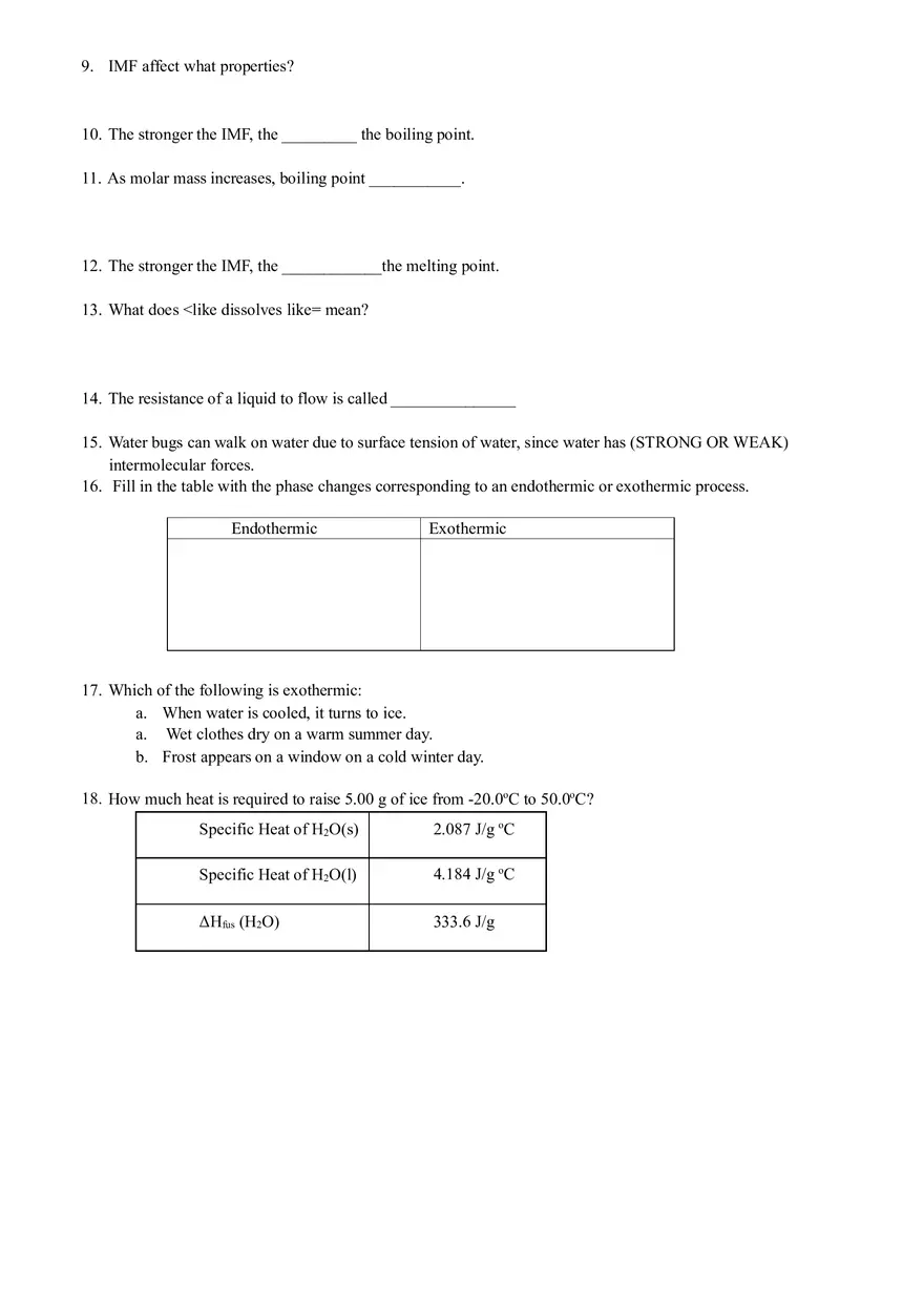Liquids and Intermolecular Forces Practice Problems - Page 3