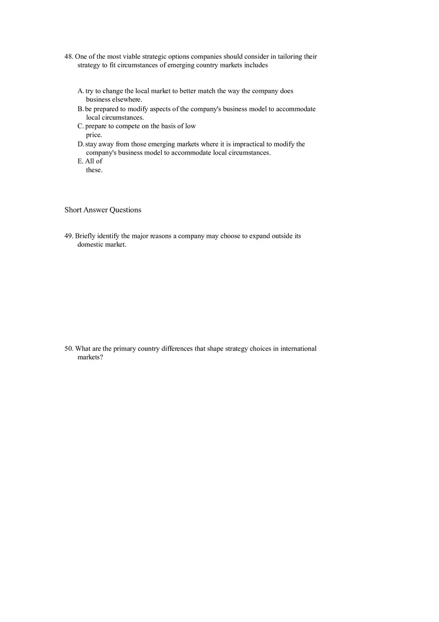 Strategies for Competing in International Markets Questions Part 2 - Page 7