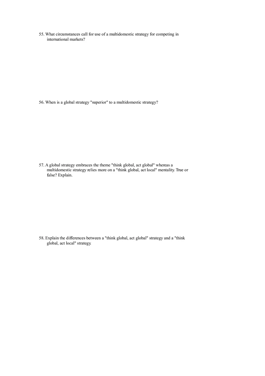 Strategies for Competing in International Markets Questions Part 2 - Page 9