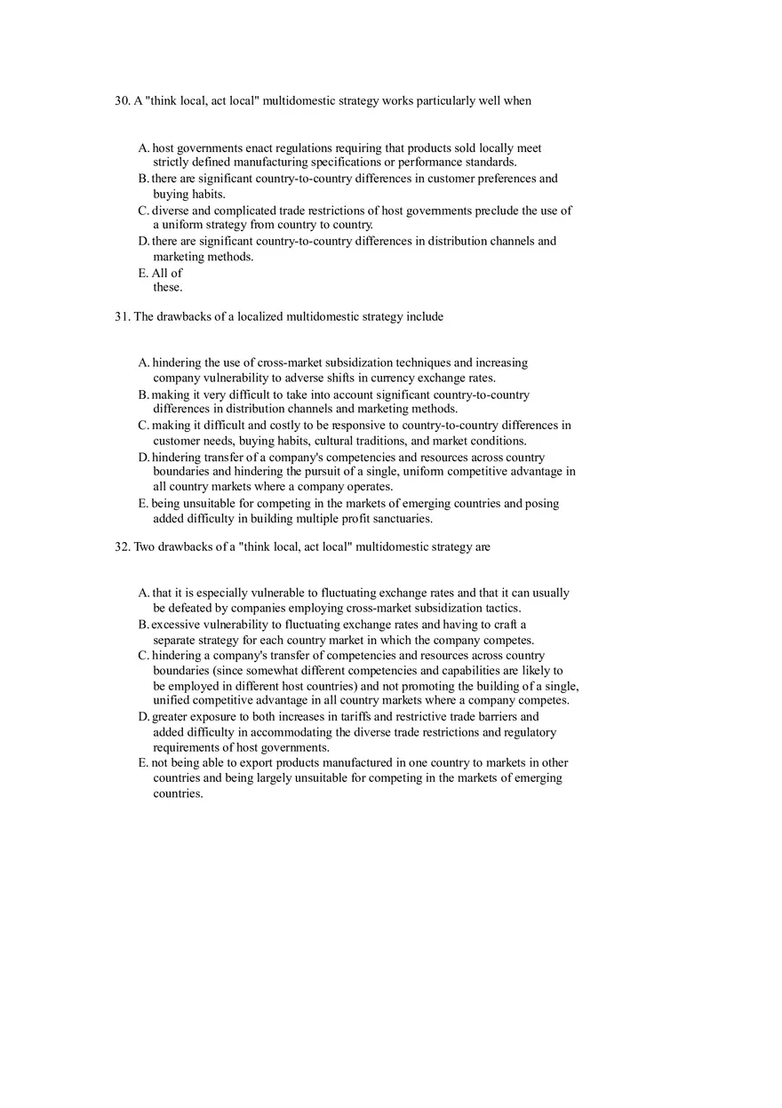Strategies for Competing in International Markets Questions Part 2 - Page 1