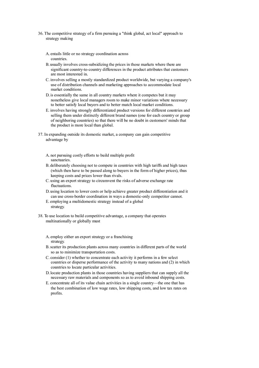 Strategies for Competing in International Markets Questions Part 2 - Page 3