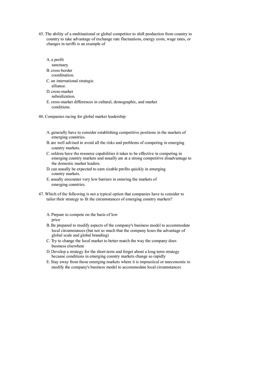 Strategies for Competing in International Markets Questions Part 2 - Page 6