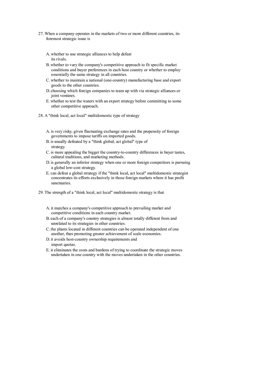 Strategies for Competing in International Markets Questions Part 1 - Page 10