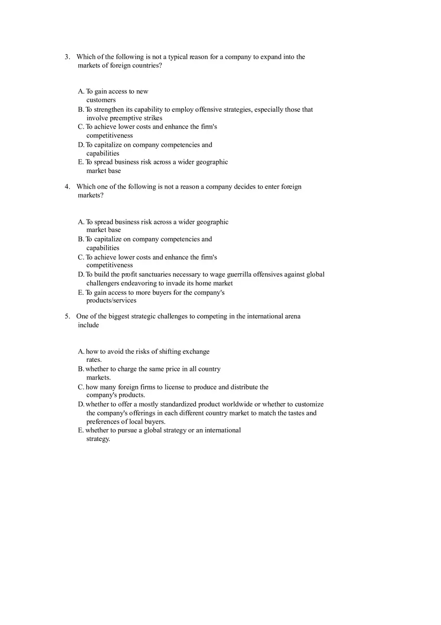 Strategies for Competing in International Markets Questions Part 1 - Page 2