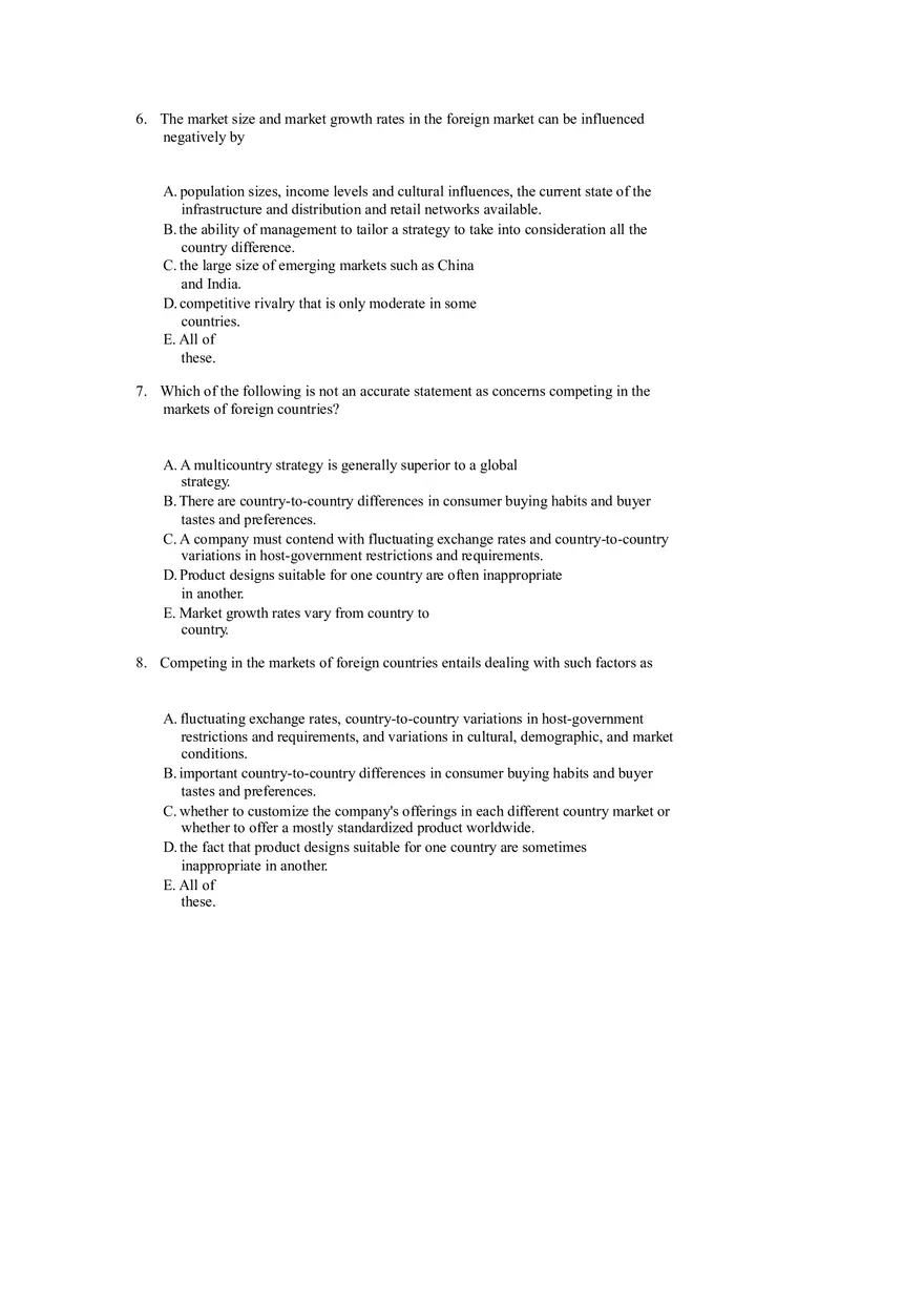 Strategies for Competing in International Markets Questions Part 1 - Page 3