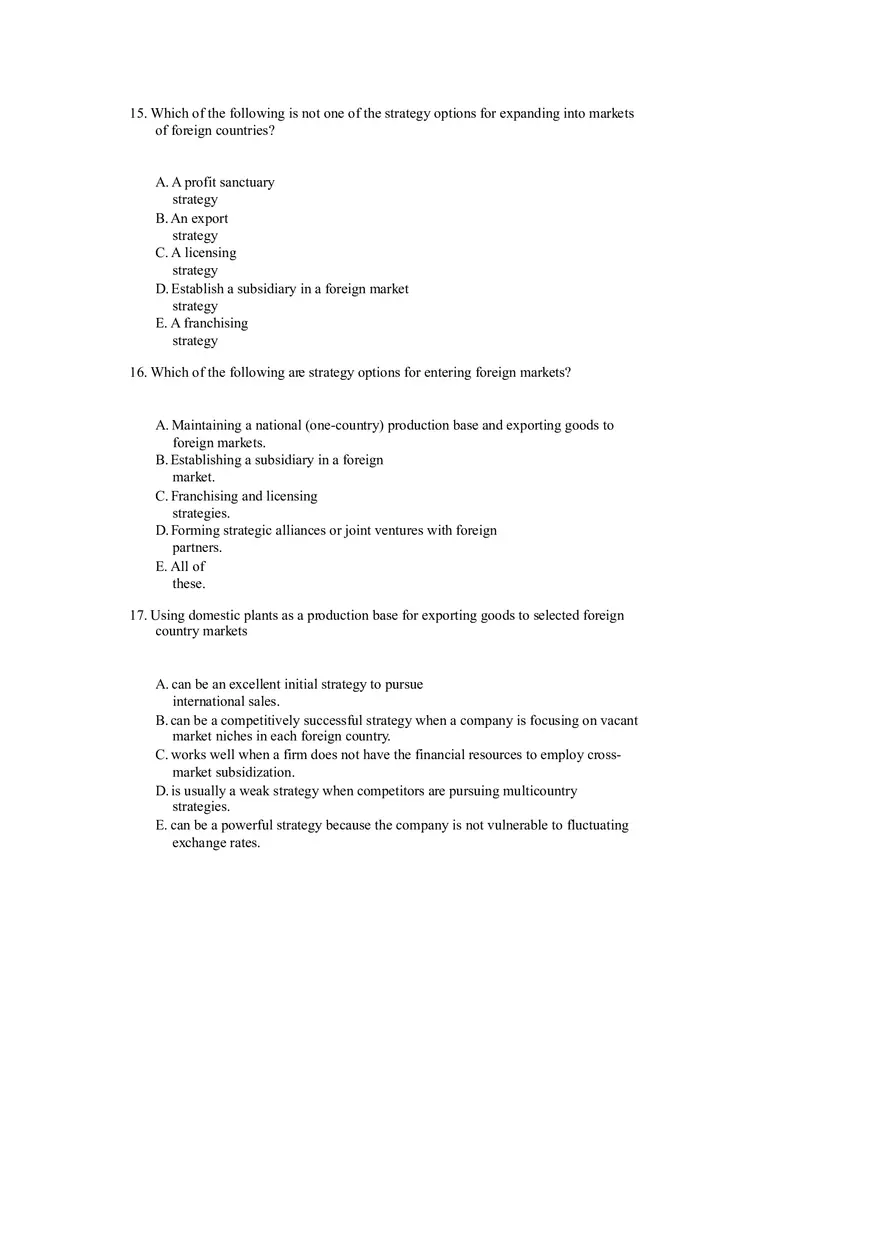 Strategies for Competing in International Markets Questions Part 1 - Page 6