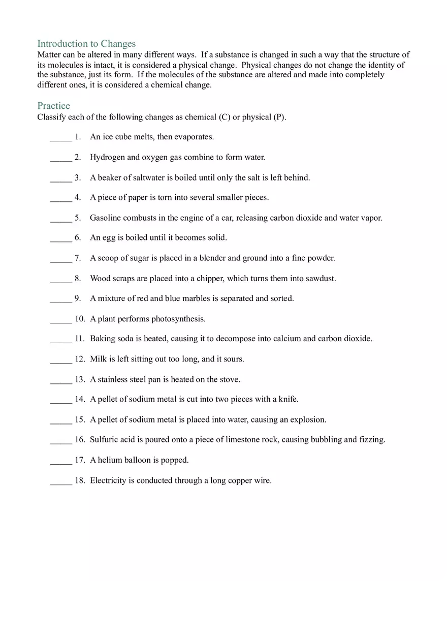 Classifying Chemical and Physical Properties - Page 2