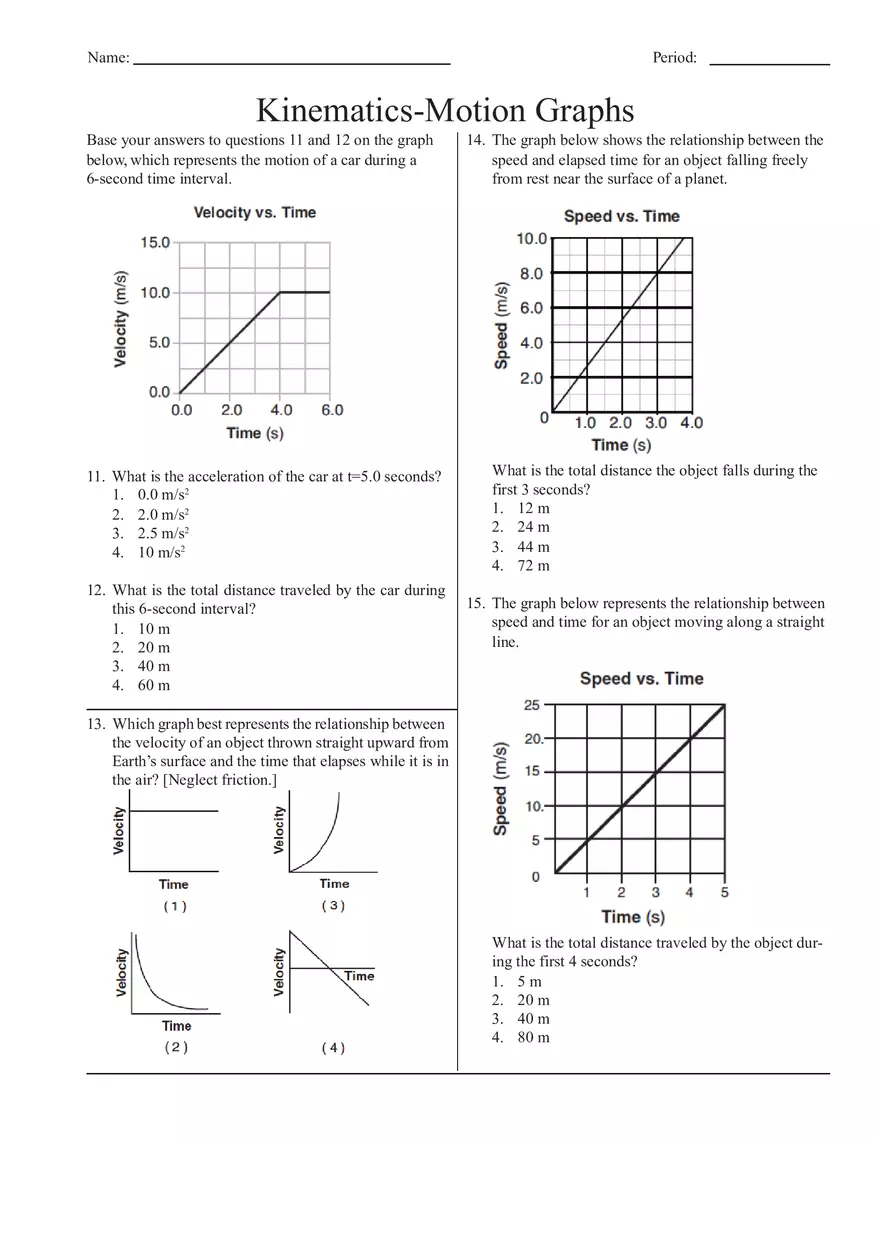 Kinematics-Motion Graphs - Page 3
