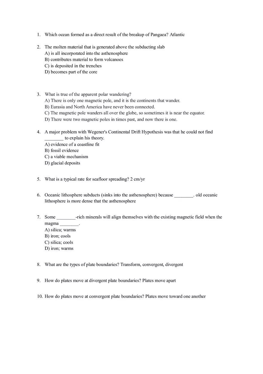 Which Ocean Formed As a Direct Result of the Breakup of Pangaea - Page 1