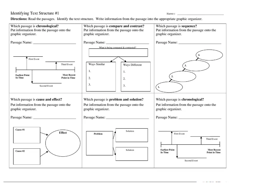 Identifying Text Structure #1 - Page 1