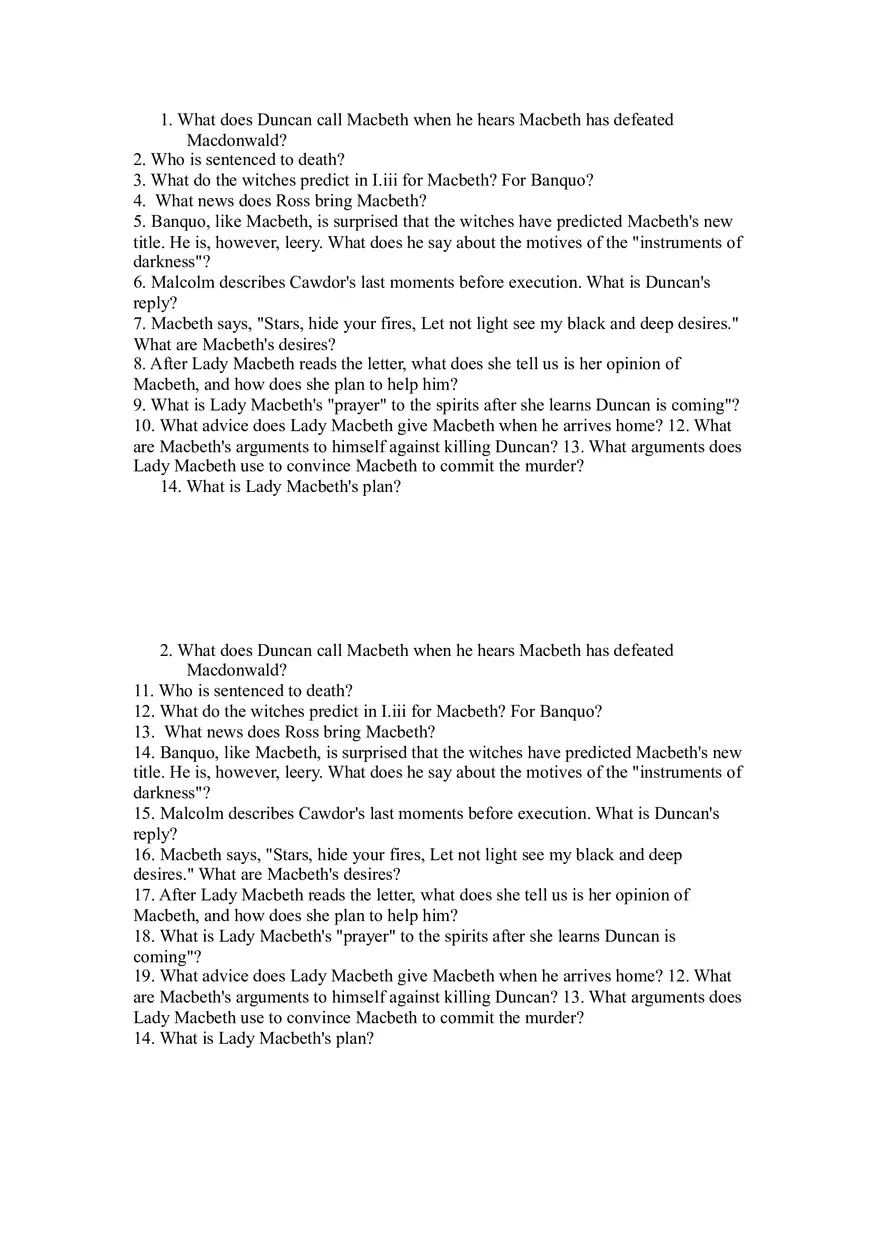 What Does Duncan Call Macbeth When He Hears Macbeth Has Defeated Macdonwald - Page 1