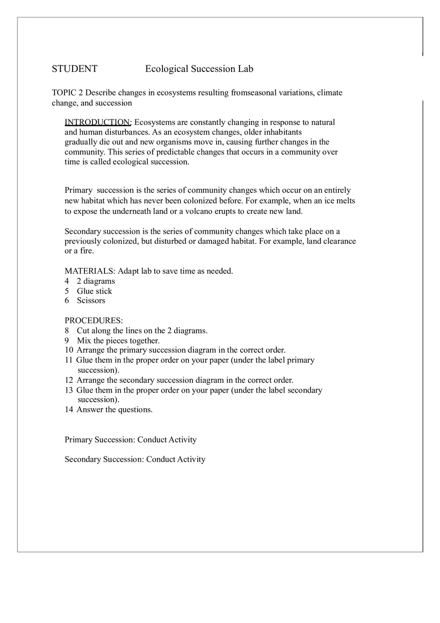 Ecological Succession Lab - Page 1
