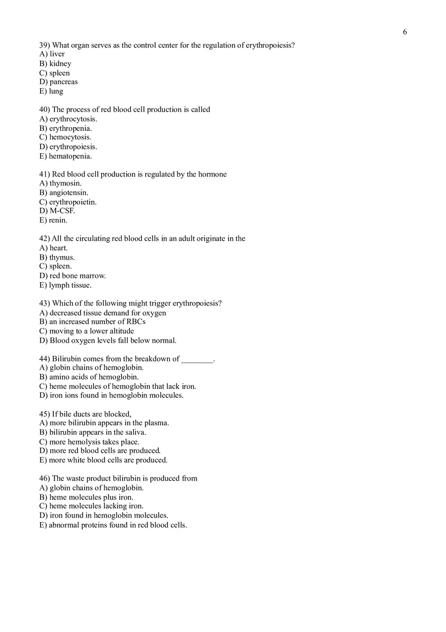 Practice Test Questions for Chapter 17 on Blood - Page 12