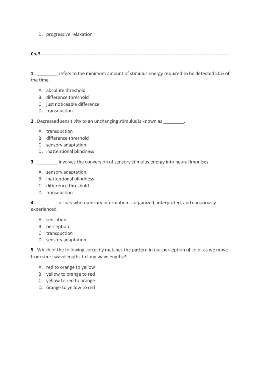 Introduction to Psychology Test Ch. 4-5-6 - Page 6