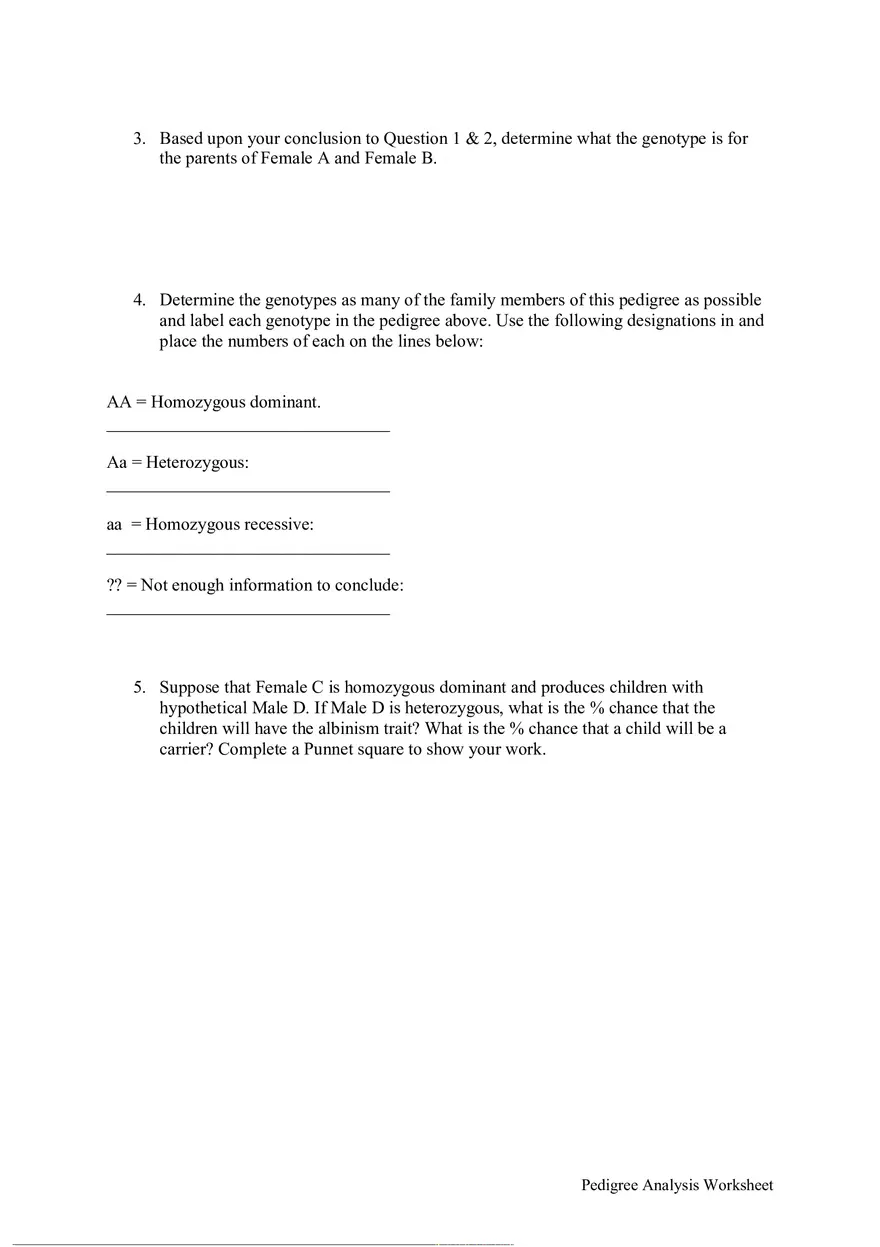 Pedigree Analysis Worksheet - Page 2