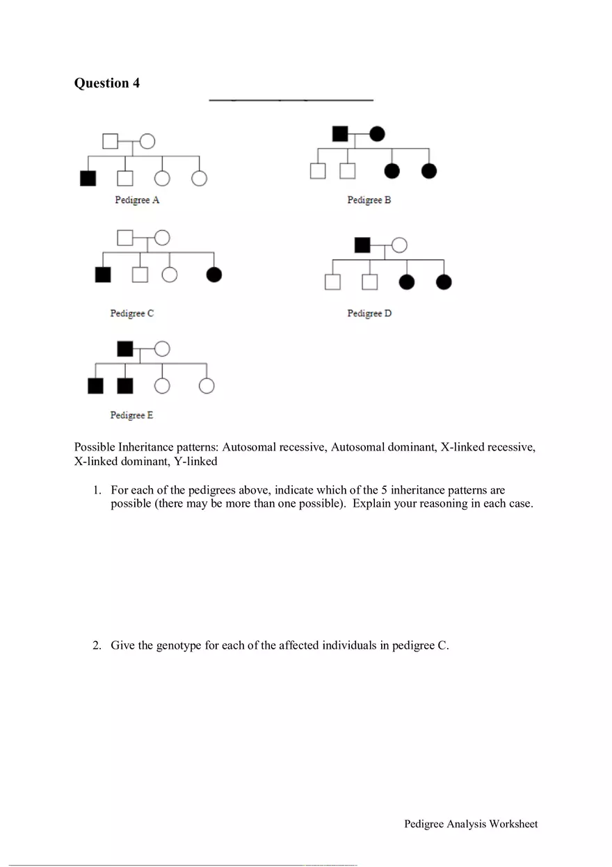 Pedigree Analysis Worksheet - Page 6
