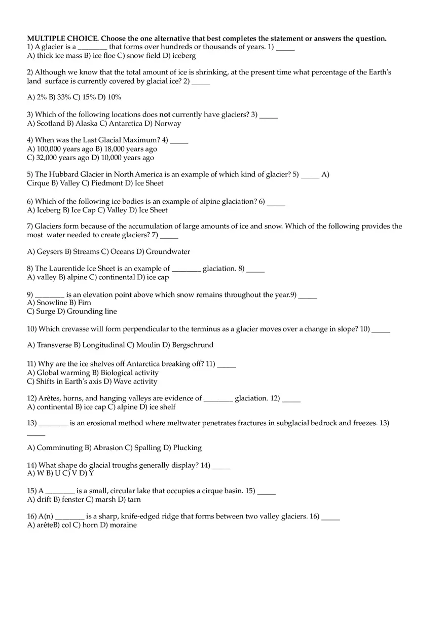 Geology Ch 18 Review Sheet - Page 1