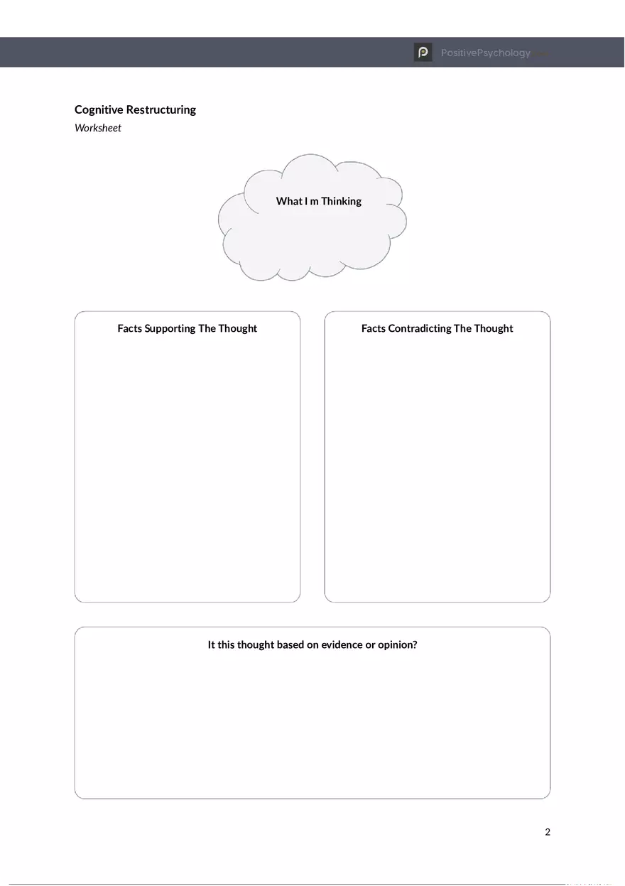 Cognitive Restructuring Worksheet - Page 2
