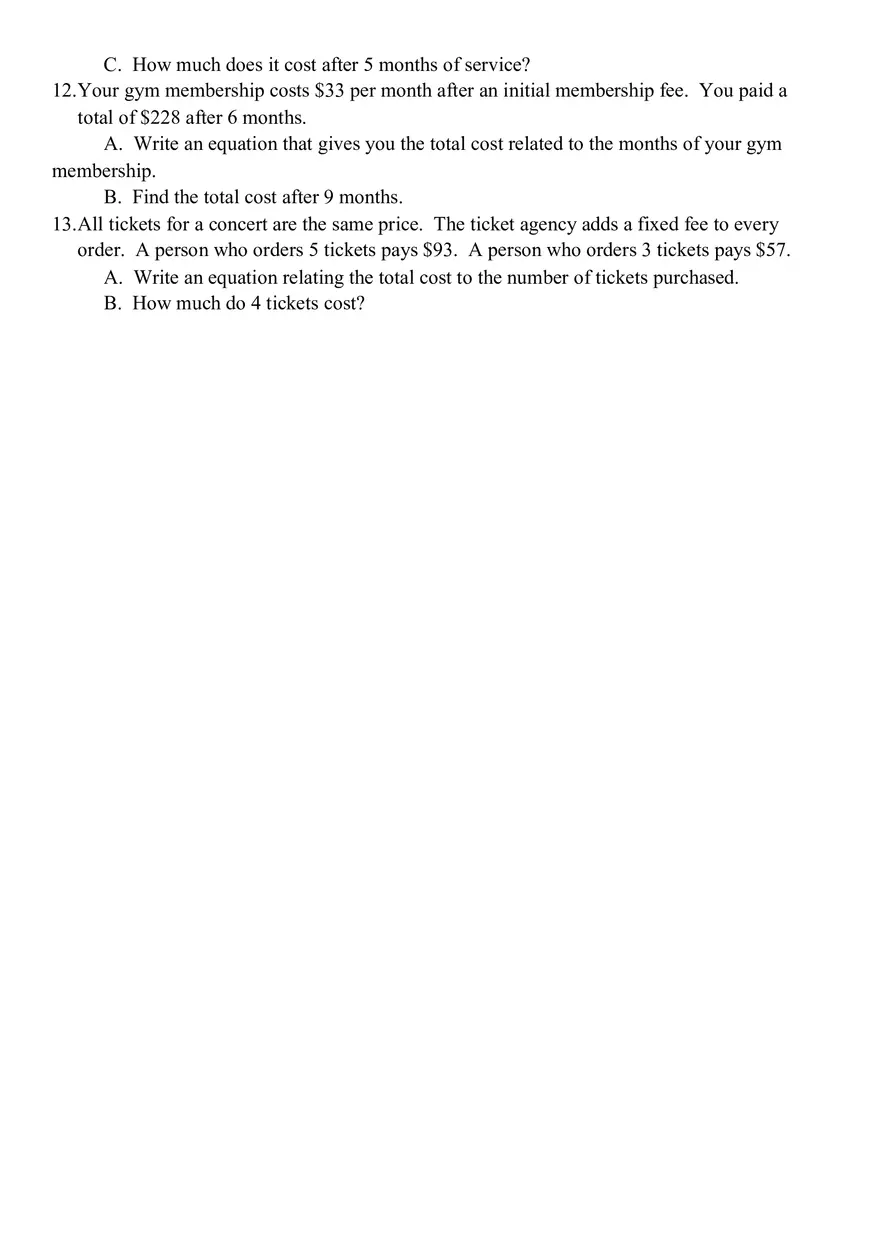 Linear Equation Word Problems - Page 3