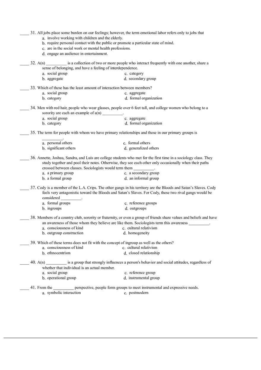 Intoduction to Sociology 100 Questions - Page 4