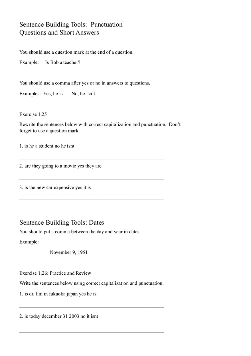 Sentence Building Pretest Ch2 - Page 7